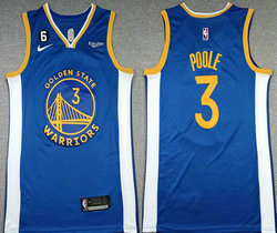Nike Golden State Warriors #3 Jordan Poole Blue 6 Patch 2022-23 With Advertising Authentic Stitched NBA Jersey