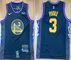 Nike Golden State Warriors #3 Jordan Poole Blue City 75th anniversary With Advertising Authentic Stitched NBA jersey