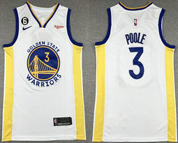 Nike Golden State Warriors #3 Jordan Poole White 6 Patch 2022-23 With Advertising Authentic Stitched NBA Jersey