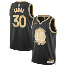 Jordon Golden State Warriors #30 Stephen Curry 2024 Black Gold Authentic Stitched NBA Jersey