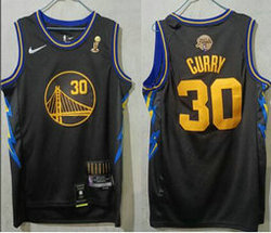 Nike Golden State Warriors #30 Stephen Curry Black Champion 21-22 Authentic Stitched NBA jersey