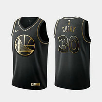 Nike Golden State Warriors #30 Stephen Curry Black Gold Authentic Stitched NBA Jersey