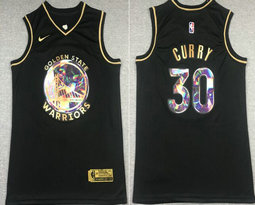 Nike Golden State Warriors #30 Stephen Curry Black Gold masonry 75th anniversary With Advertising Authentic Stitched NBA jersey