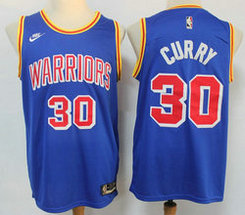 Nike Golden State Warriors #30 Stephen Curry Blue 2021-2022 Throwback Authentic Stitched NBA Jersey