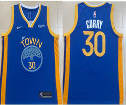 Nike Golden State Warriors #30 Stephen Curry Blue 2022-23 With Advertising Authentic Stitched NBA jersey