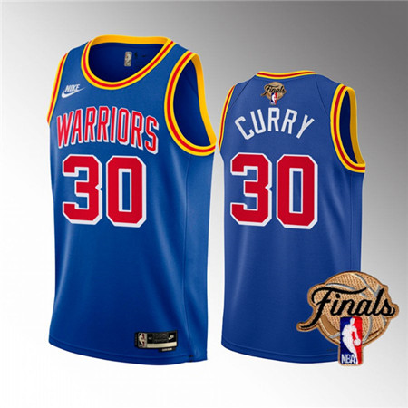 Nike Golden State Warriors #30 Stephen Curry Blue Throwback 2022 Finals Authentic Stitched NBA jersey