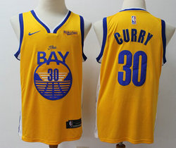 Nike Golden State Warriors #30 Stephen Curry Gold Game Finished Statement Edition With Advertising patch Authentic Stitched NBA Jerseys