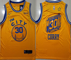 Nike Golden State Warriors #30 Stephen Curry Gold Game The City Classic Edition With Advertising patch Jersey