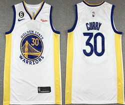 Nike Golden State Warriors #30 Stephen Curry White 6 Patch 2022-23 With Advertising jersey