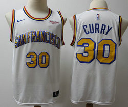 Nike Golden State Warriors #30 Stephen Curry White Game San Francisco Classic Edition With Advertising patch Jersey
