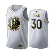Nike Golden State Warriors #30 Stephen Curry White Gold Game Authentic Stitched NBA jersey