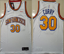 Nike Golden State Warriors #30 Stephen Curry White San Francisco Game With Advertising Authentic Stitched NBA Jersey