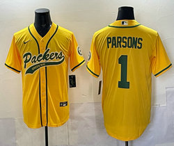 Nike Green Bay Packers #1 Micah Parsons Gold Joint Authentic Stitched baseball jersey