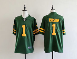 Nike Green Bay Packers #1 Micah Parsons Throwback Green Vapor Untouchable NFL Jerseys