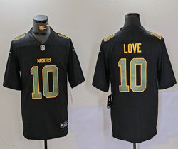 Nike Green Bay Packers #10 Jordan Love Black Fashion Authentic Stitched NFL Jersey