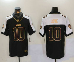 Nike Green Bay Packers #10 Jordan Love Black Thanksgiving gold name F.U.S.E. Stitched NFL Jersey