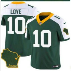 Nike Green Bay Packers #10 Jordan Love Green Thanksgiving F.U.S.E.Authentic Stitched NFL Jersey