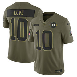 Nike Green Bay Packers #10 Jordan Love Olive 2025 Salute To Service Stitched Football Jersey
