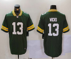 Nike Green Bay Packers #13 Dontayvion Wicks Green Vapor Untouchable Authentic stitched NFL jersey