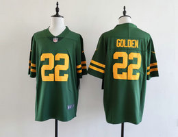 Nike Green Bay Packers #22 Matthew Golden Green Gold Name Vapor Stitched Football Jersey