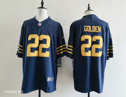 Nike Green Bay Packers #22 Matthew Golden Navy 1923 Classic Throwback Stitched NFL Jersey