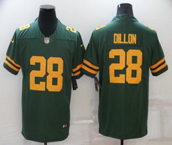 Nike Green Bay Packers #28 AJ Dillon Green Yellow Number Vapor Untouchable Authentic Stitched NFL Jersey