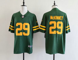 Nike Green Bay Packers #29 Xavier McKinney Green Gold Name Vapor Stitched Football Jersey