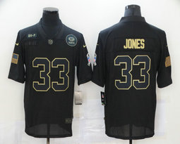 Nike Green Bay Packers #33 Aaron Jones Black Gold Authentic Stitched NFL Jersey