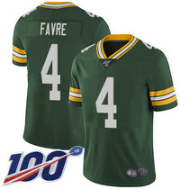 Nike Green Bay Packers #4 Brett Favre With NFL 100th Season Patch Green Vapor Untouchable Authentic Stitched NFL Jersey