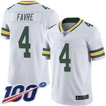 Nike Green Bay Packers #4 Brett Favre With NFL 100th Season Patch White Vapor Untouchable Authentic Stitched NFL Jersey
