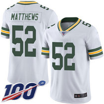 Nike Green Bay Packers #52 Clay Matthews With NFL 100th Season Patch White Vapor Untouchable Authentic Stitched NFL Jersey