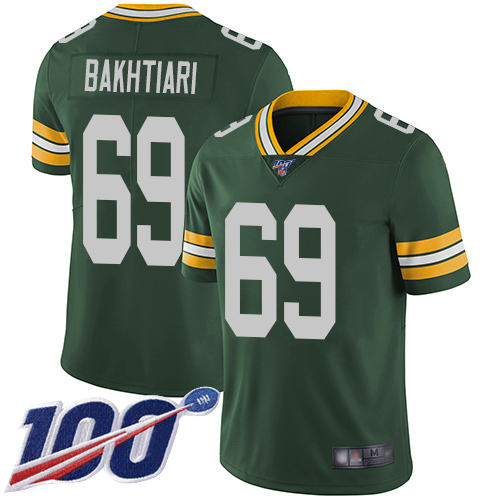 Nike Green Bay Packers #69 David Bakhtiari With 100th Season Patch Green Vapor Untouchable Limited Authentic Stitched NFL Jersey 