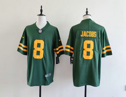 Nike Green Bay Packers #8 Josh Jacobs Green Gold Name Vapor Stitched Football Jersey