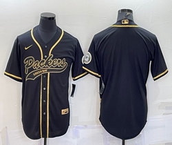 Nike Green Bay Packers Blank Black Gold Joint adults Authentic Stitched baseball jersey