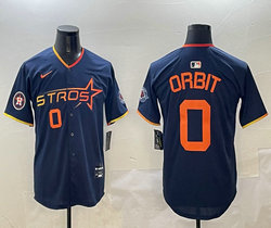 Nike Houston Astros #0 Orbit Blue 3(III) Joint Authentic Stitched MLB Jersey