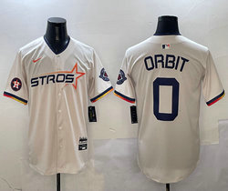 Nike Houston Astros #0 Orbit Cream 3(III) Joint Stitched MLB Jersey