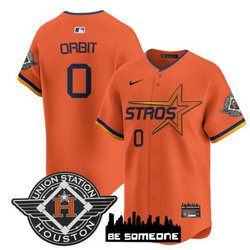 Nike Houston Astros #0 Orbit Orange 2025 City Stitched MLB Jersey
