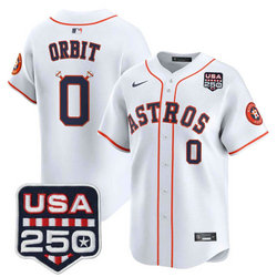 Nike Houston Astros #0 Orbit White With 250 America Patch Jersey