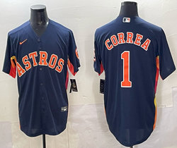 Nike Houston Astros #1 Carlos Correa Navy Sleeve with Logo MLB Jersey