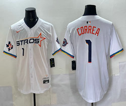 Nike Houston Astros #1 Carlos Correa White 4(IV) 2025 City Stitched MLB Jersey