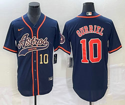 Nike Houston Astros #10 Yuli Gurriel Blue Joint Gold #10 on front Stitched MLB Jersey
