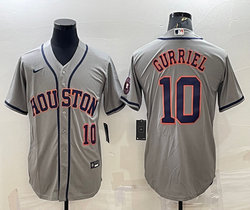 Nike Houston Astros #10 Yuli Gurriel Gray 10 On front Game with patch Authentic Stitched MLB Jersey