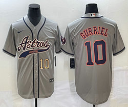 Nike Houston Astros #10 Yuli Gurriel Gray Joint Gold #10 on front Stitched MLB Jersey
