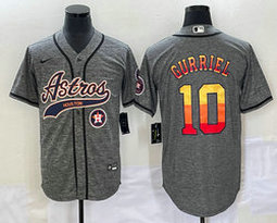 Nike Houston Astros #10 Yuli Gurriel Hemp grey Joint Team Patch on front rainbow name Jersey