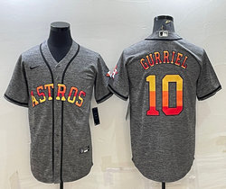 Nike Houston Astros #10 Yuli Gurriel Hemp grey rainbow Authentic Stitched MLB Jersey