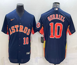 Nike Houston Astros #10 Yuli Gurriel Navy #10 On front Game logo Authentic Stitched MLB Jersey