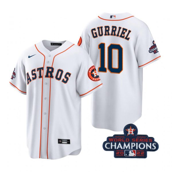Nike Houston Astros #10 Yuli Gurriel White 2022 World Series Champions Game Authentic Stitched MLB Jersey