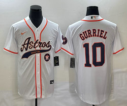 Nike Houston Astros #10 Yuli Gurriel White Joint Team Patch on front Stitched MLB Jersey