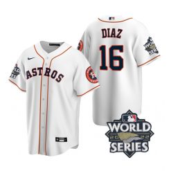 Nike Houston Astros #16 Aledmys Diaz 2022 World Series White Game Authentic Stitched MLB Jersey