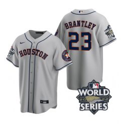Nike Houston Astros #23 Michael Brantley 2022 World Series Gray Game Authentic Stitched MLB Jersey